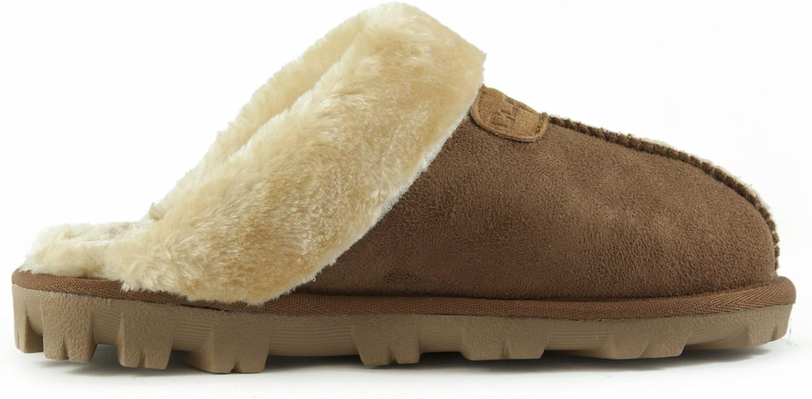 Womens Slip on Faux Fur Warm Winter Mules Fluffy Suede Comfy Slippers