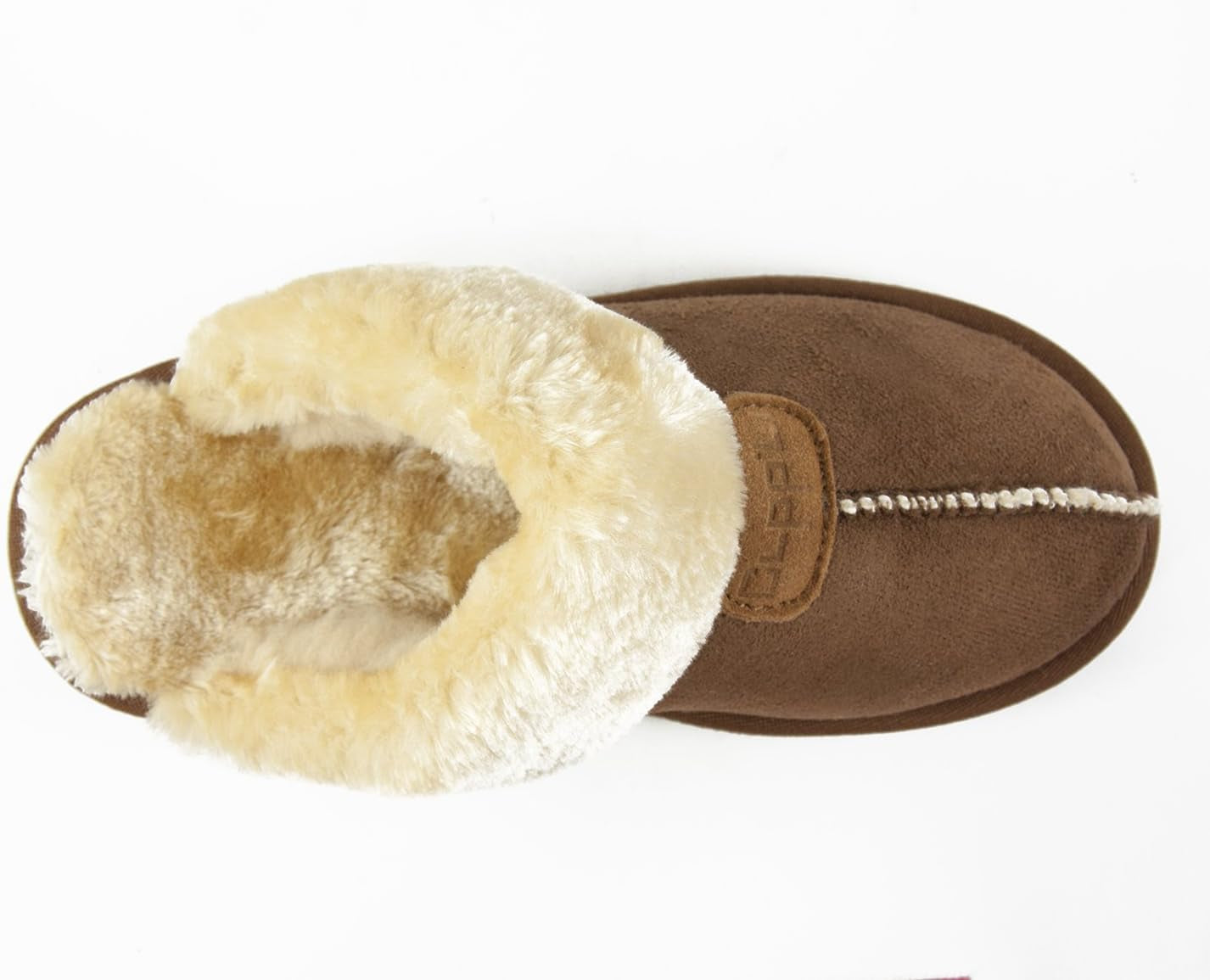 Womens Slip on Faux Fur Warm Winter Mules Fluffy Suede Comfy Slippers