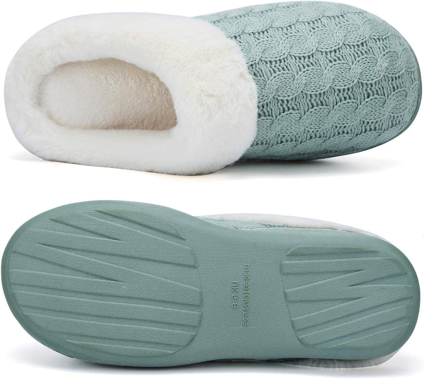 Women'S Memory Foam Slippers Knitted Fur Collar House Shoes Anti-Skid Sole for Indoor & Outdoor