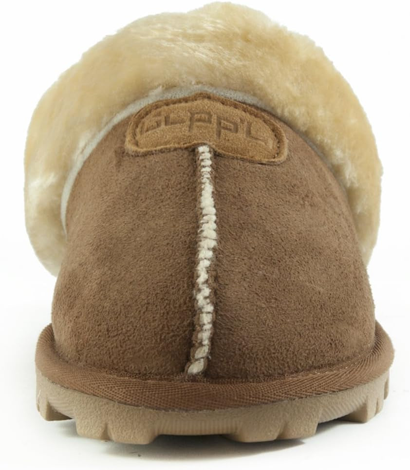 Womens Slip on Faux Fur Warm Winter Mules Fluffy Suede Comfy Slippers